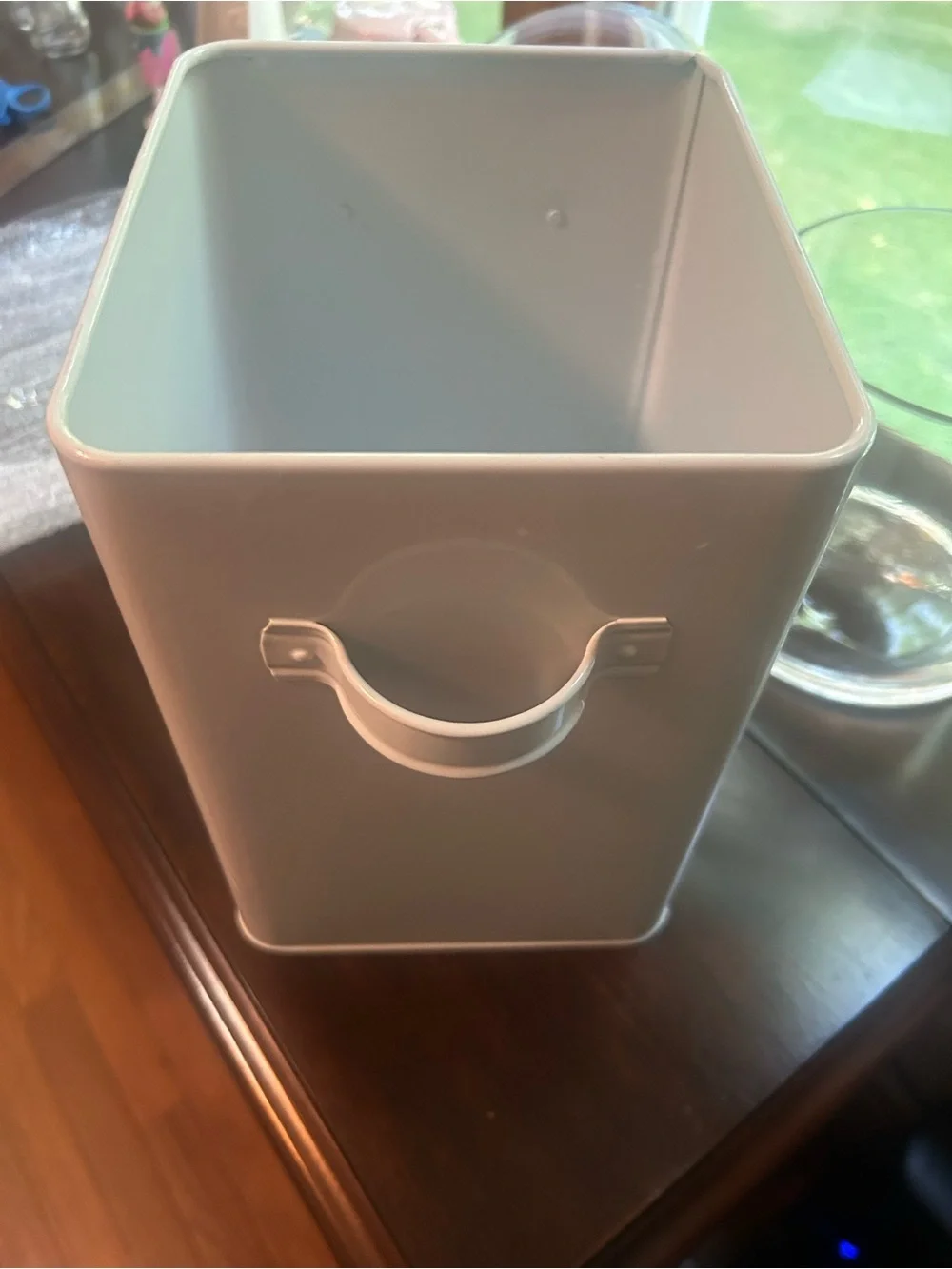 White Metal Storage Canister with Lid